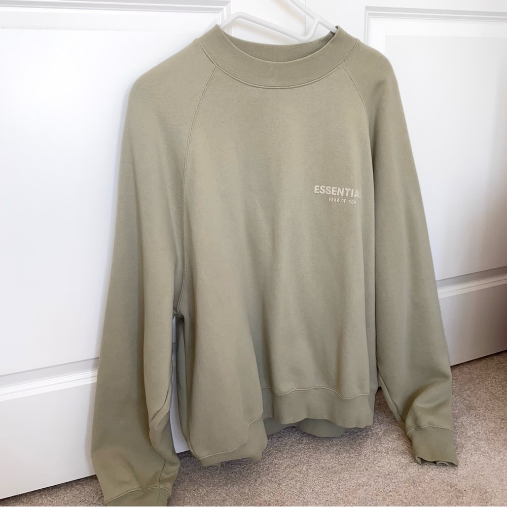 essentials sage green fleece raglan sweatshirt